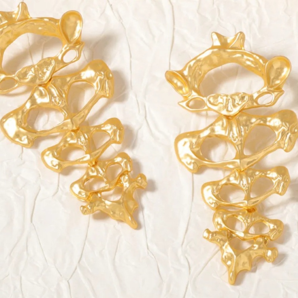 Gold Skeleton Statement Earrings - image 8